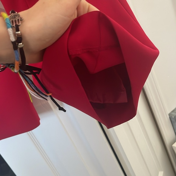 RED MID-RISE KASPER WIDE LEG SLACKS - Picture 5 of 5